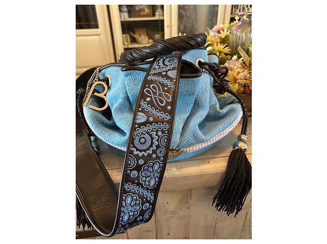 Borsa a mano Lancel Brigitte Bardot Bianca Blu Marrone Scuro Bianco Silver hardware - vista 4