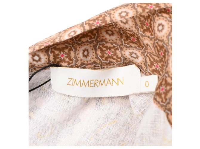 Abito Mini Stampato con Cintura Zimmermann in Lino Multicolore - vista 4