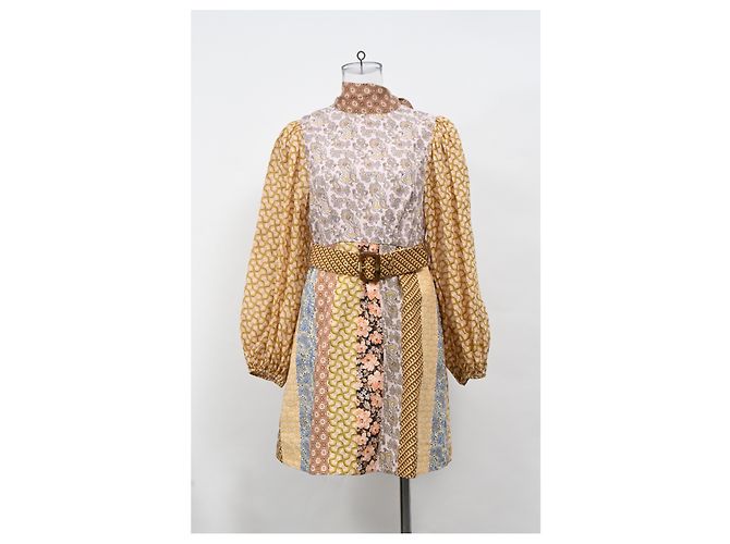 Abito Mini Stampato con Cintura Zimmermann in Lino Multicolore - vista 6