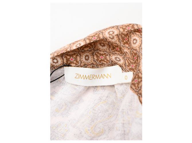 Abito Mini Stampato con Cintura Zimmermann in Lino Multicolore - vista 9