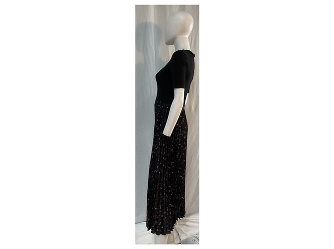 Maje Riplita Midi Kleid aus schwarzem Polyester - Ansicht 10