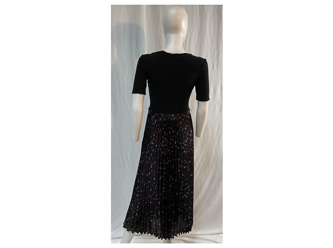 Maje Riplita Midi Kleid aus schwarzem Polyester - Ansicht 11