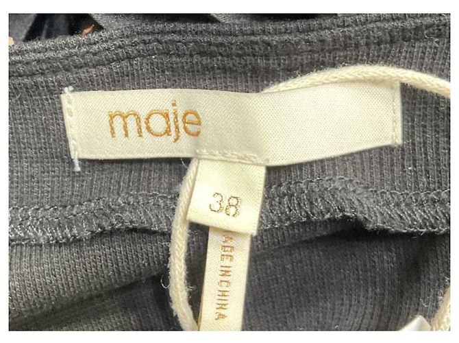 Maje Riplita Midi Kleid aus schwarzem Polyester - Ansicht 12