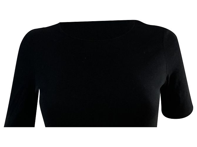 Maje Riplita Midi Kleid aus schwarzem Polyester - Ansicht 2