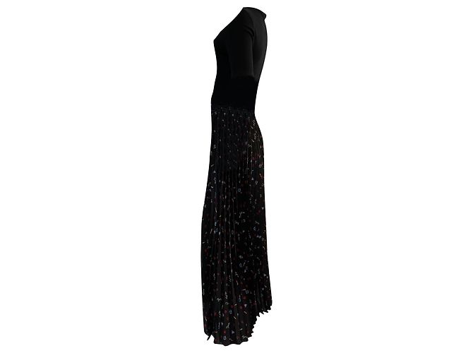 Maje Riplita Midi Kleid aus schwarzem Polyester - Ansicht 3