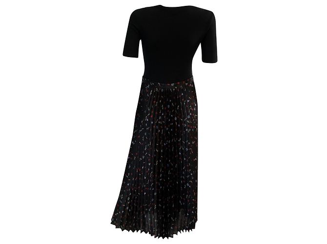 Maje Riplita Midi Kleid aus schwarzem Polyester - Ansicht 4