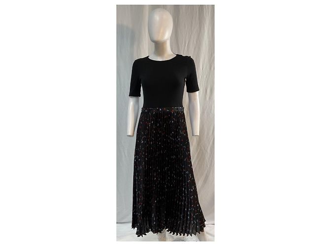 Maje Riplita Midi Kleid aus schwarzem Polyester - Ansicht 8