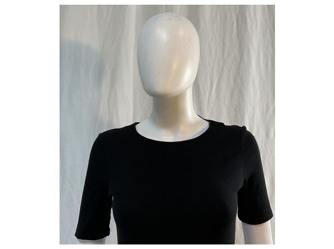 Maje Riplita Midi Kleid aus schwarzem Polyester - Ansicht 9