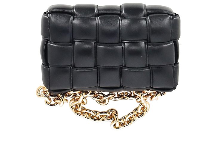 Borsa Cassette Chain Bottega Veneta in Pelle Nera Nero - vista 14