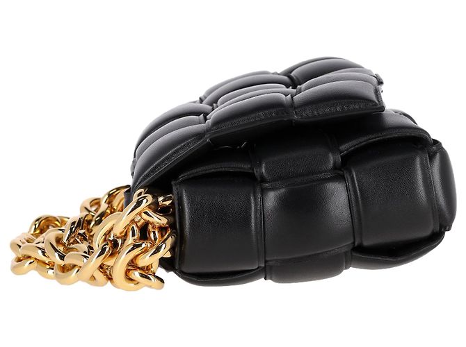 Borsa Cassette Chain Bottega Veneta in Pelle Nera Nero - vista 3