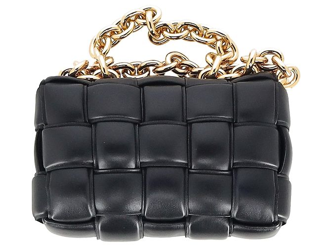 Borsa Cassette Chain Bottega Veneta in Pelle Nera Nero - vista 4