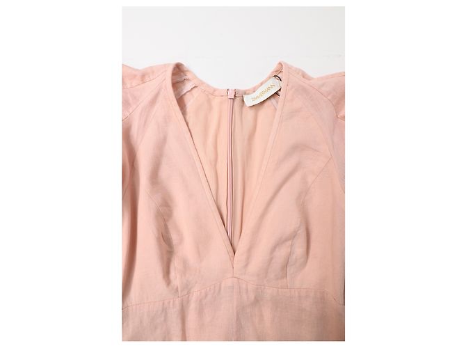 Vestido midi V-neck Zimmermann en lino rosa Melocotón - vista 10
