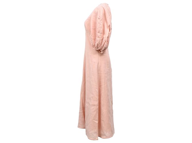 Vestido midi V-neck Zimmermann en lino rosa Melocotón - vista 2