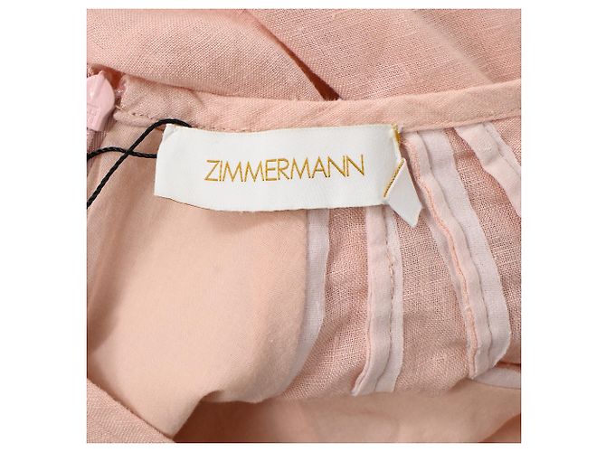 Vestido midi V-neck Zimmermann en lino rosa Melocotón - vista 4
