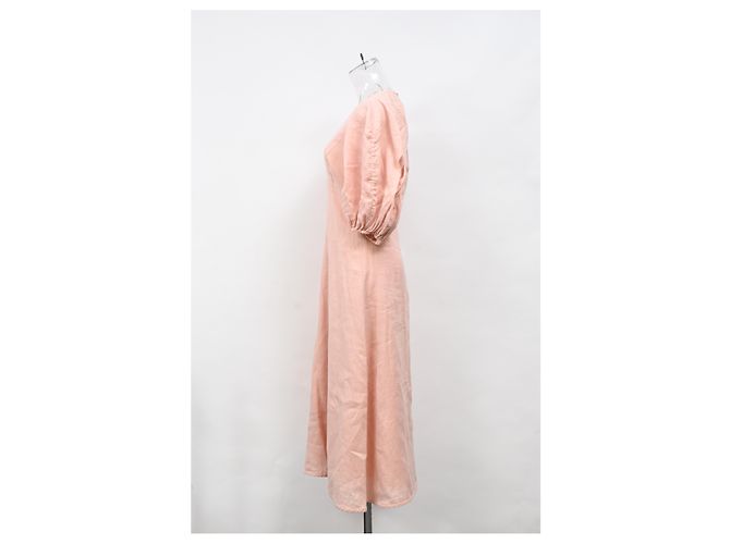 Vestido midi V-neck Zimmermann en lino rosa Melocotón - vista 7