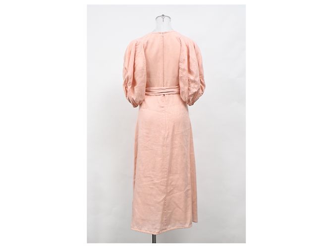 Vestido midi V-neck Zimmermann en lino rosa Melocotón - vista 8
