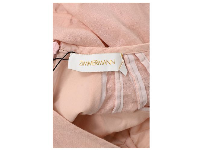 Vestido midi V-neck Zimmermann en lino rosa Melocotón - vista 9