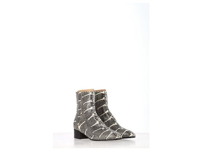 Aeyde Snakeskin-Effect Ankle Boots in Animal Print Leather - view 10