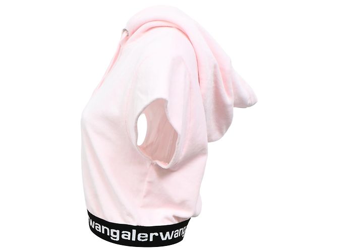 Moletom cropped Alexander Wang T. em veludo cotelê rosa - vista 2