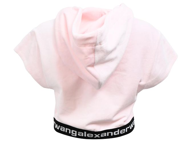Moletom cropped Alexander Wang T. em veludo cotelê rosa - vista 3
