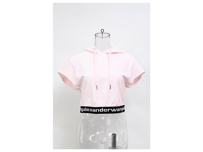 Moletom cropped Alexander Wang T. em veludo cotelê rosa - vista 6