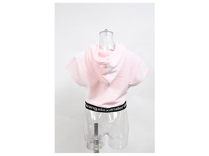 Moletom cropped Alexander Wang T. em veludo cotelê rosa - vista 8