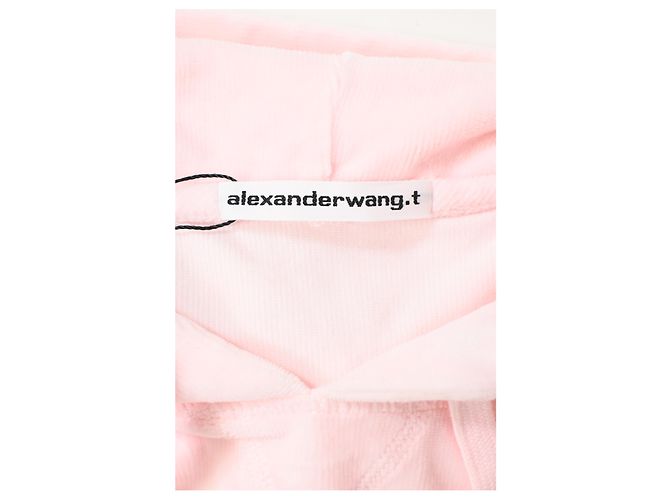 Moletom cropped Alexander Wang T. em veludo cotelê rosa - vista 9
