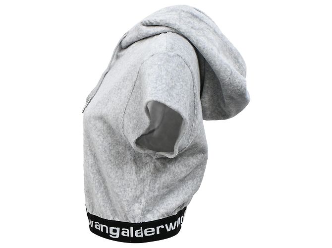 Sudadera corta Alexander Wang T. en terciopelo gris - vista 2