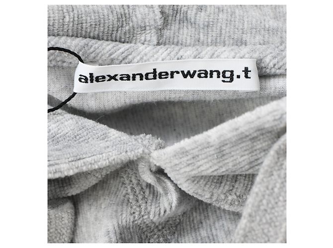 Sudadera corta Alexander Wang T. en terciopelo gris - vista 4