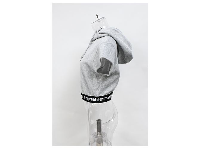 Sudadera corta Alexander Wang T. en terciopelo gris - vista 7