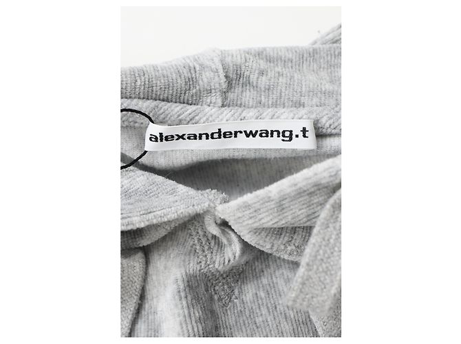 Sudadera corta Alexander Wang T. en terciopelo gris - vista 9