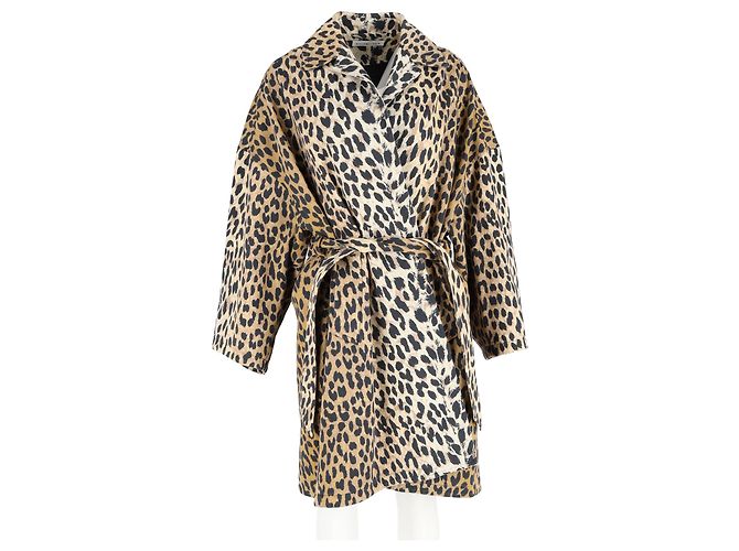 Casaco com cinto Balenciaga em algodão estampado de animal - vista 6