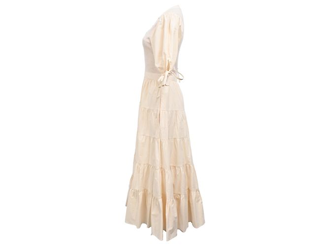 Vestido midi con volantes Wilda de algodón crema de Ulla Johnson Blanco Crudo - vista 2
