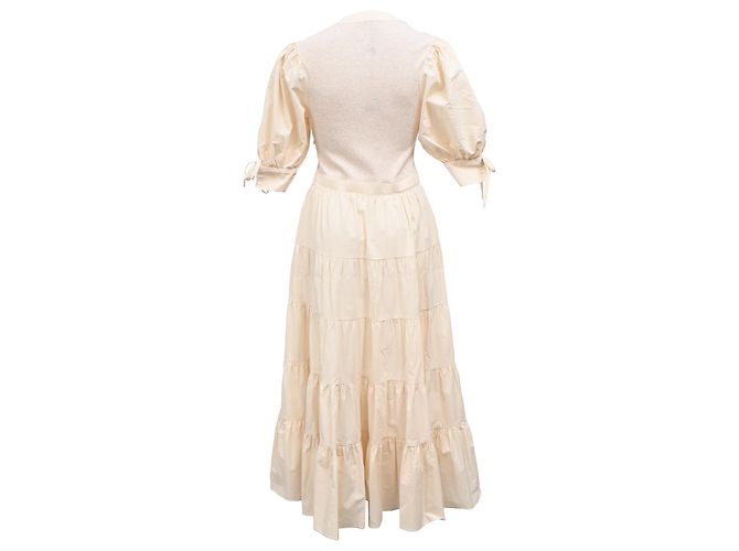 Vestido midi con volantes Wilda de algodón crema de Ulla Johnson Blanco Crudo - vista 3