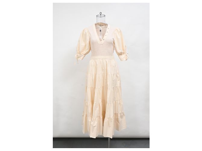 Vestido midi con volantes Wilda de algodón crema de Ulla Johnson Blanco Crudo - vista 6