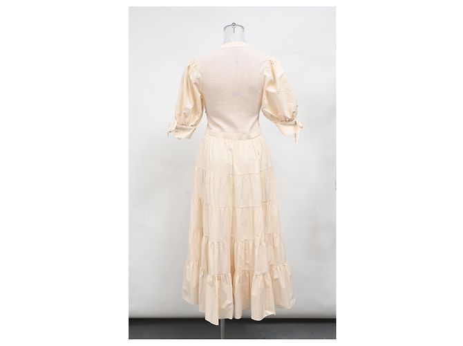 Vestido midi con volantes Wilda de algodón crema de Ulla Johnson Blanco Crudo - vista 8
