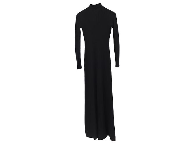 Balenciaga Ripp-Turtleneck-Maxikleid aus schwarzer Viskose - Ansicht 2