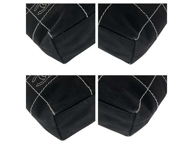 2.55 Borsa a mano in tela Choco Bar con cucitura selvaggia Chanel Coco Mark Nero - vista 3