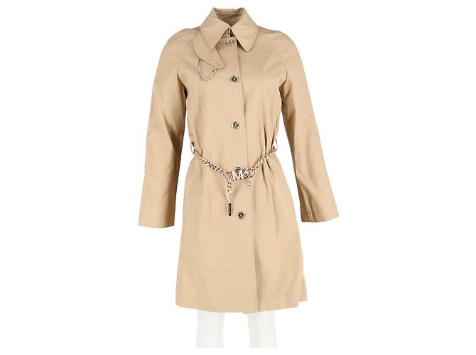 Abrigo trench de algodón beige con cinturón de cadena Michael Michael Kors - vista 4