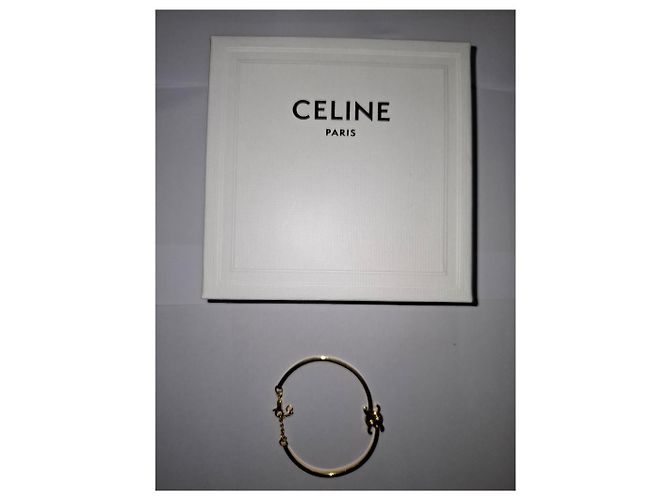Céline Bracciale articolato Celine Triomphe in metallo dorato D'oro Metallico - vista 10