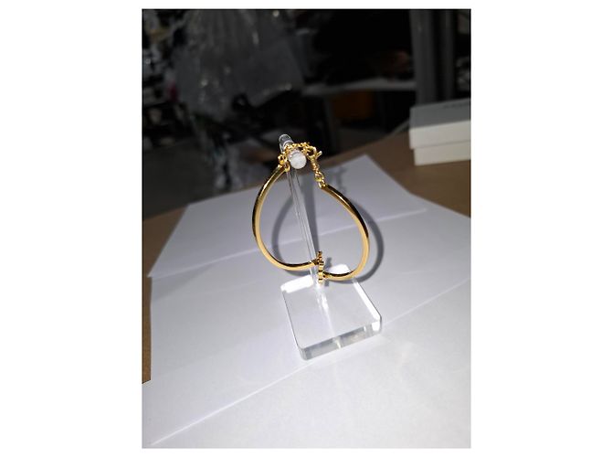 Céline Bracciale articolato Celine Triomphe in metallo dorato D'oro Metallico - vista 12