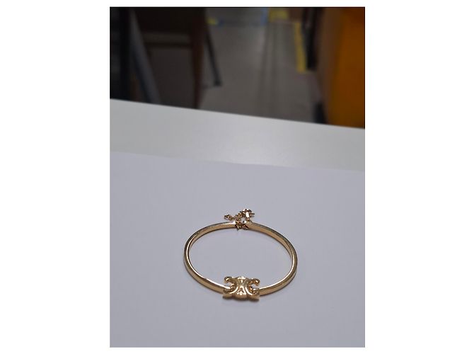 Céline Bracciale articolato Celine Triomphe in metallo dorato D'oro Metallico - vista 7