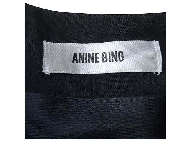 Abito Mini V-neck Anine Bing in Seta Nera Nero - vista 3