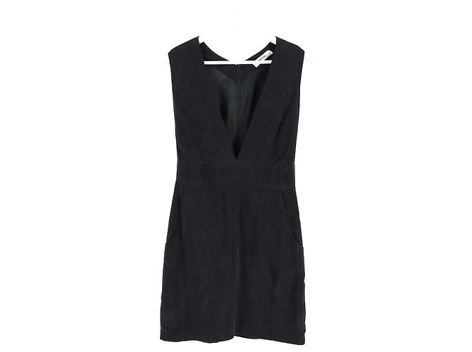 Abito Mini V-neck Anine Bing in Seta Nera Nero - vista 4