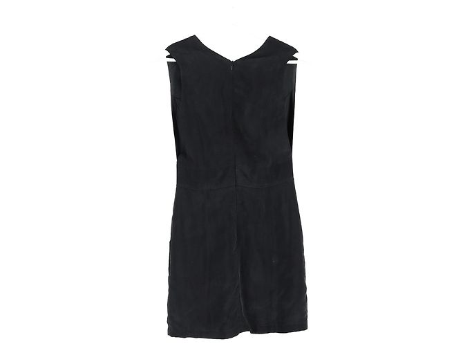 Abito Mini V-neck Anine Bing in Seta Nera Nero - vista 5