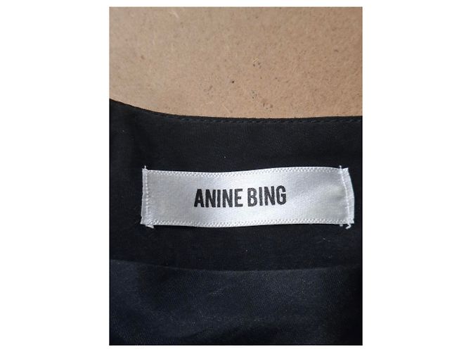 Abito Mini V-neck Anine Bing in Seta Nera Nero - vista 6