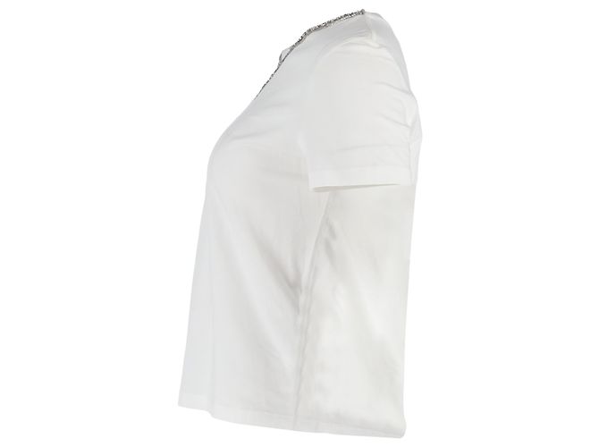 Camiseta de algodón blanco con cuello adornado Maje Crudo - vista 2