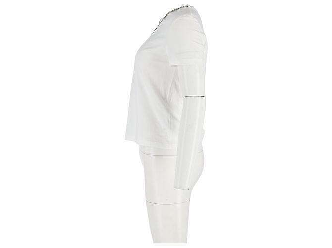 Camiseta de algodón blanco con cuello adornado Maje Crudo - vista 5