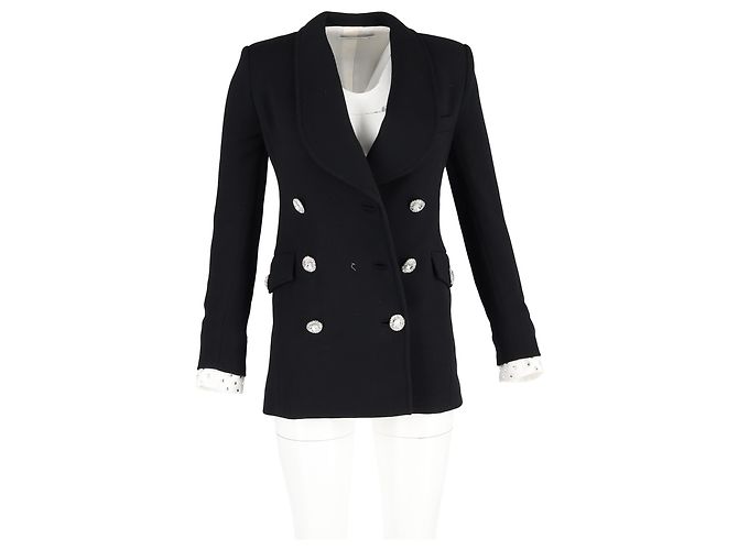 Blazer de doble botonadura en lana negra con botones de cristal de Alessandra Rich Negro - vista 4