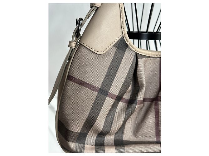 Burberry House Check graues/beiges Canvas Schultertasche - Ansicht 2